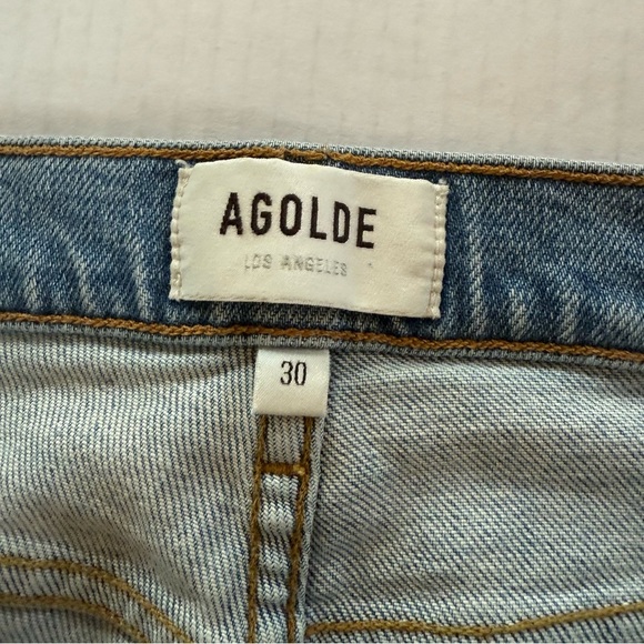 Agolde Light Blue Distressed Straight Pristine Jeans Size 30 - Picture 7 of 11